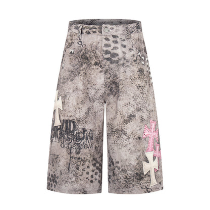 Leopard print denim shorts for women | MuddyStock Originals