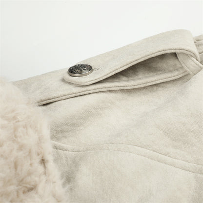 Double-Breasted Stand Collar Belted Relaxed Fit Men's Cotton Jacket