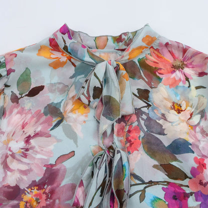 Bow embellished floral print long sleeved top for women | MuddyStock Originals MuddyStock