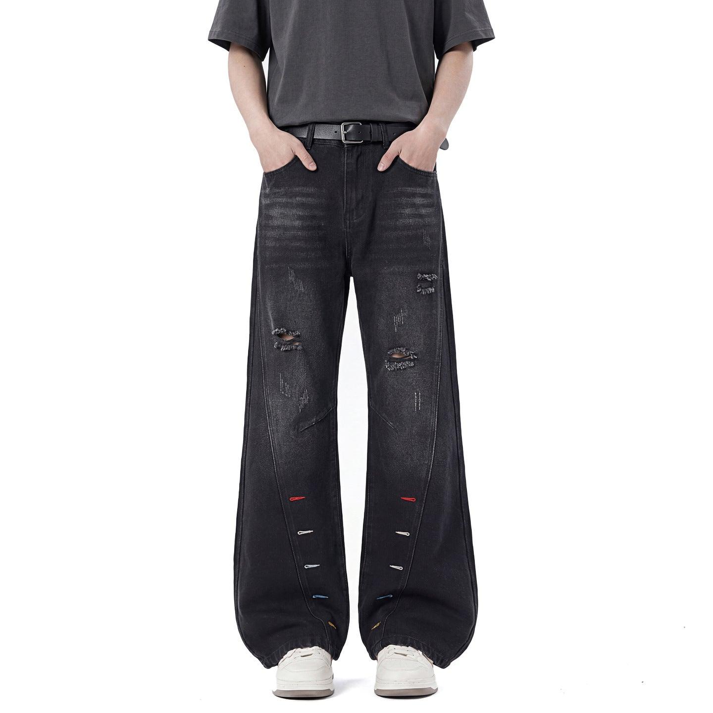 Buttonhole Diagonal Cut Men's Jeans | MuddyStock Originals Black