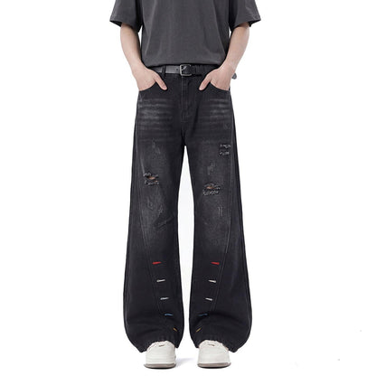 Buttonhole Diagonal Cut Men's Jeans | MuddyStock Originals Black