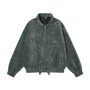 Splicing loose collar jacket for women | MuddyStock Originals Dark green