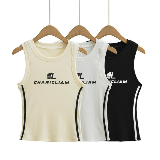 Printed ribbon slim fit round neck vest for women | MuddyStock Originals MuddyStock