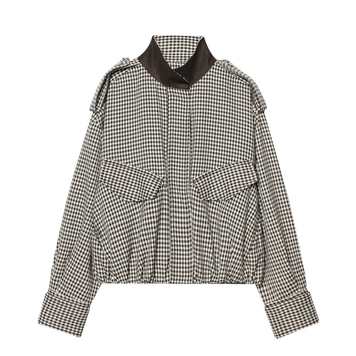 Color blocking collar plaid jacket+half skirt set for women | MuddyStock Originals
