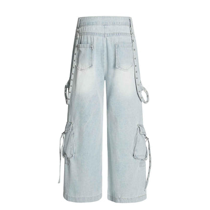 Retro ripped multi pocket workwear jeans for men | MuddyStock Originals