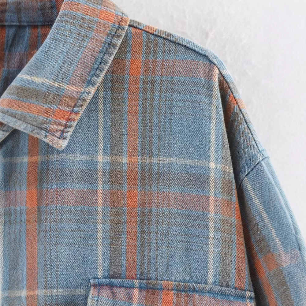 Casual collar long sleeved checkered pocket shirt for men and women | MuddyStock Originals MuddyStock