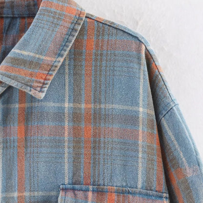 Casual collar long sleeved checkered pocket shirt for men and women | MuddyStock Originals MuddyStock