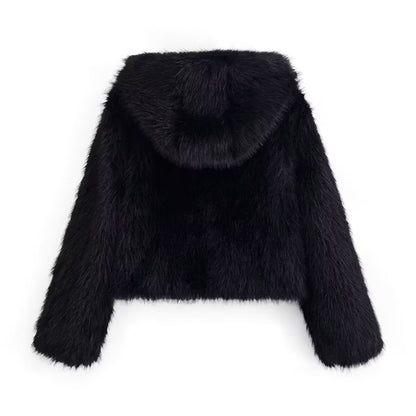 Faux fur hooded jacket for women | MuddyStock Originals