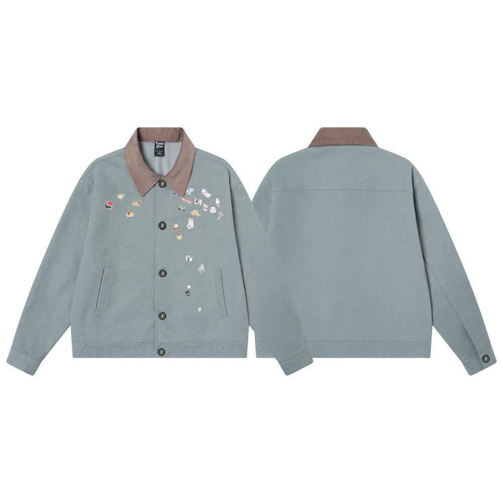 Street Style Sticker Print Work Jacket For Women | MuddyStock Originals