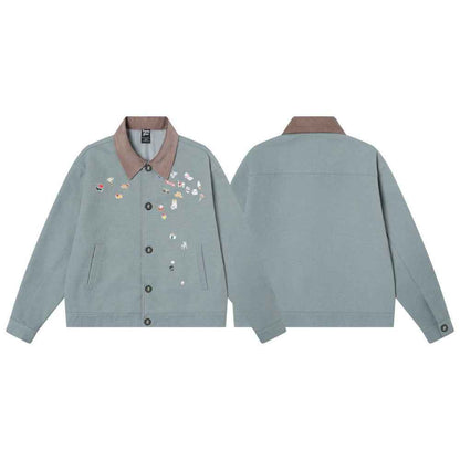 Street Style Sticker Print Work Jacket For Women | MuddyStock Originals