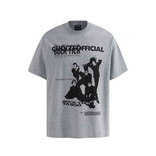 Rap rock character printed short sleeved t-shirt Gray