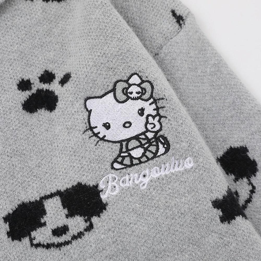 Full printed jacquard cartoon rabbit ear hooded knitted hoodie for women | MuddyStock Originals