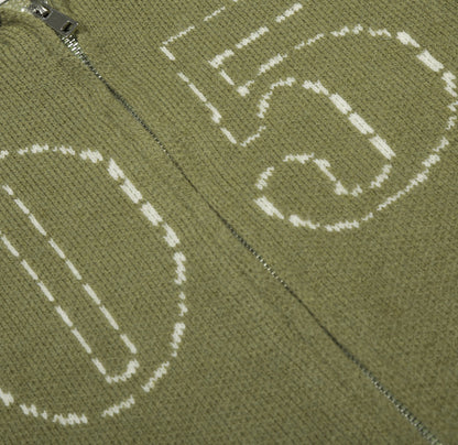 Knitted sweater with zipper jacket and jacquard design