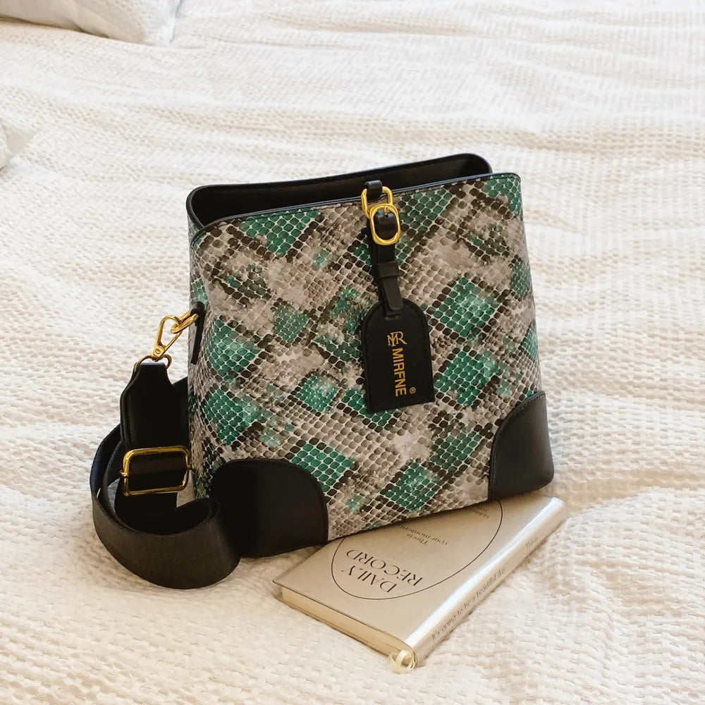PU Leather Snakeskin Print Crossbody Bag For Women