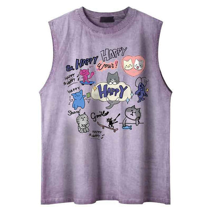 Printed Cotton Tank Sleeveless Loose T-Shirt for Men and Women | MuddyStock Originals MuddyStock