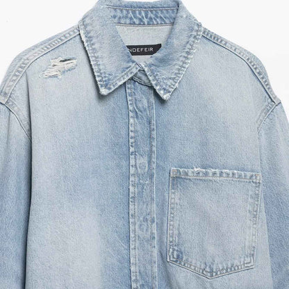 Collar denim long sleeved jacket for women | MuddyStock Originals