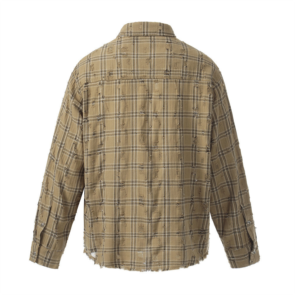 Destructed checkered long sleeved shirt for men | MuddyStock Originals eprolo