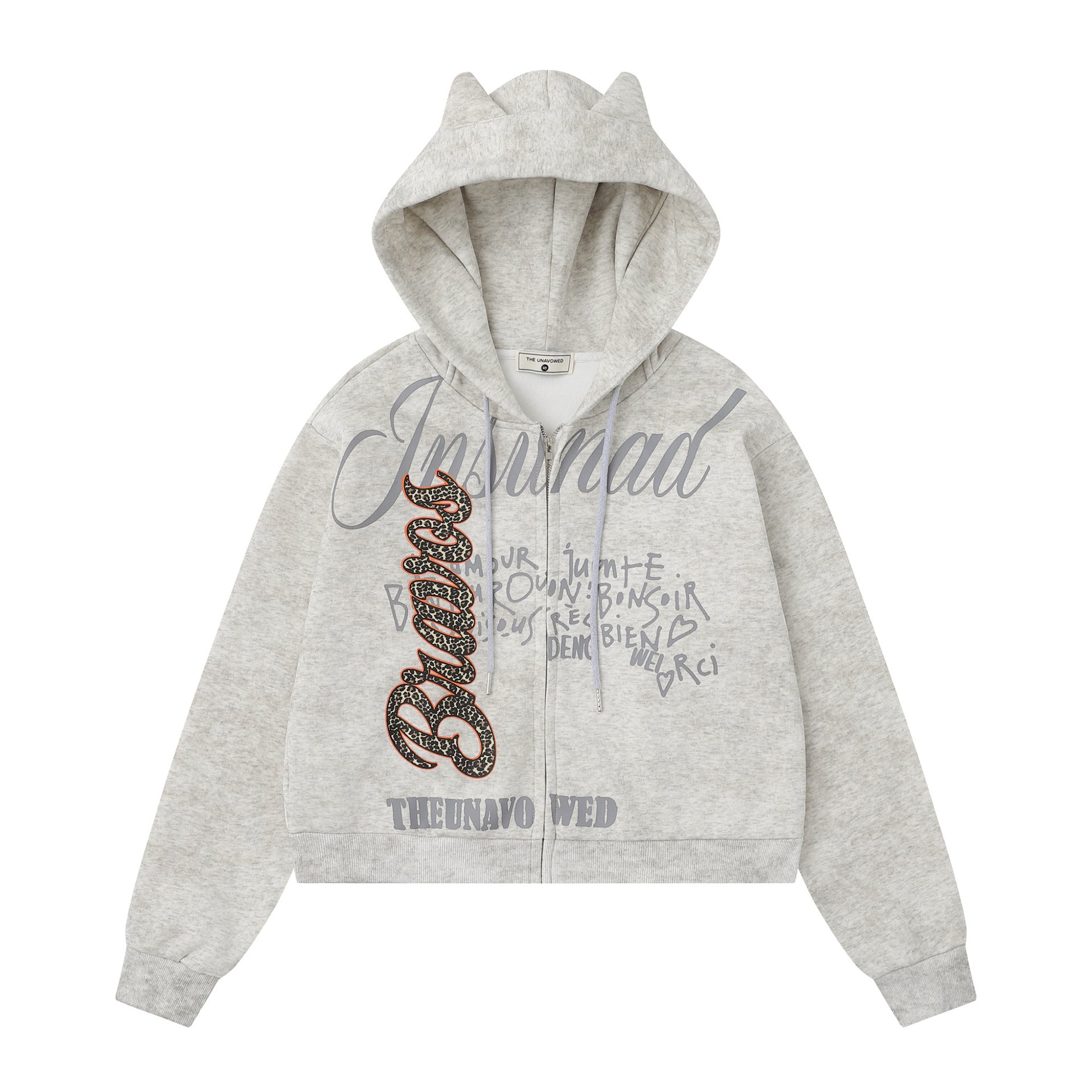 Leopard patch zipper hoodie for women | MuddyStock Originals Apricot MuddyStock