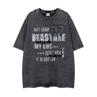Washed Vintage Black Short Sleeve T-Shirt For Men And Women Black MuddyStock