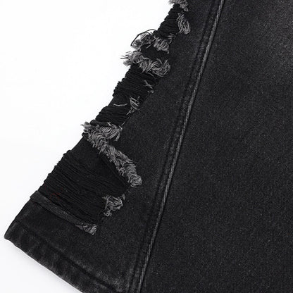 Vintage denim loose cut wide leg straight leg seven quarter shorts