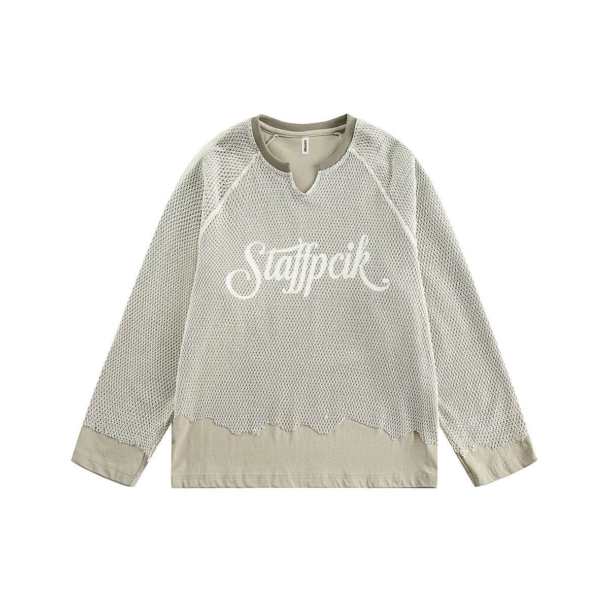 Hollow out mesh spliced sweatshirt for men and women | MuddyStock Originals Green MuddyStock