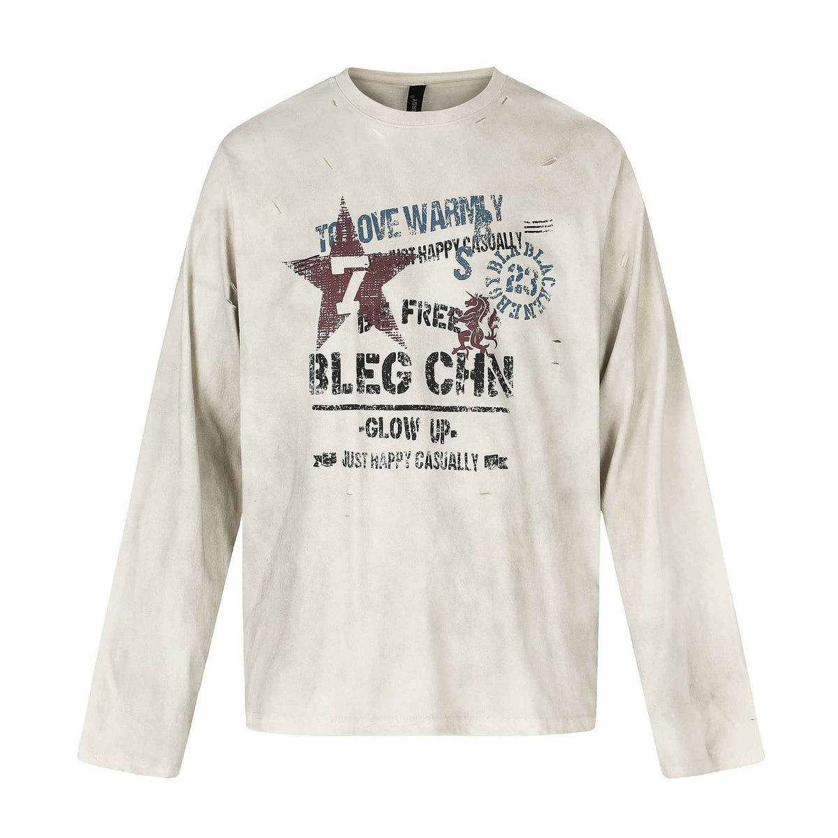 Long Sleeve t-shirt with Graffiti Print For Women | MuddyStock Originals Beige