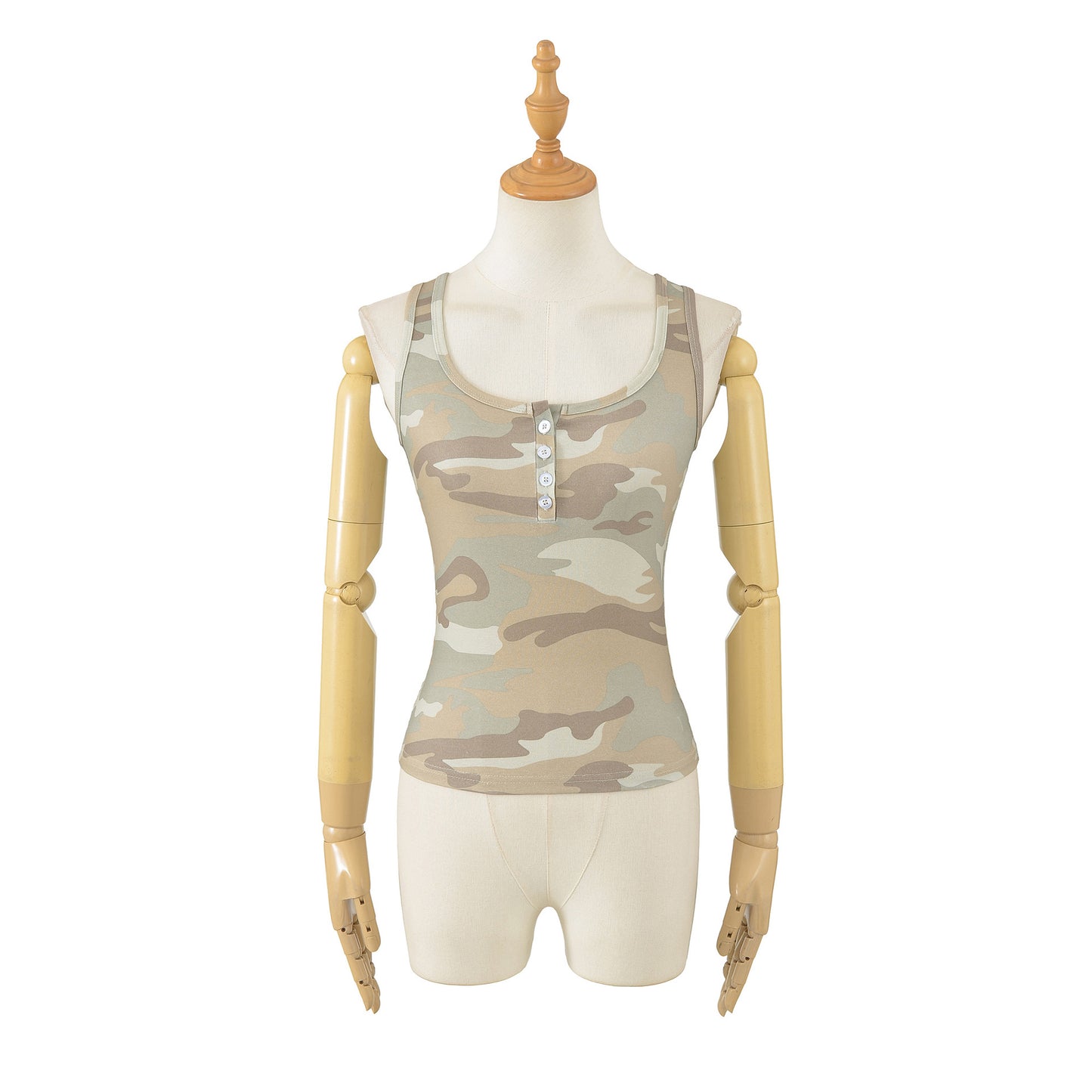 Camouflage slim fit button sleeveless vest for women | MuddyStock Originals eprolo