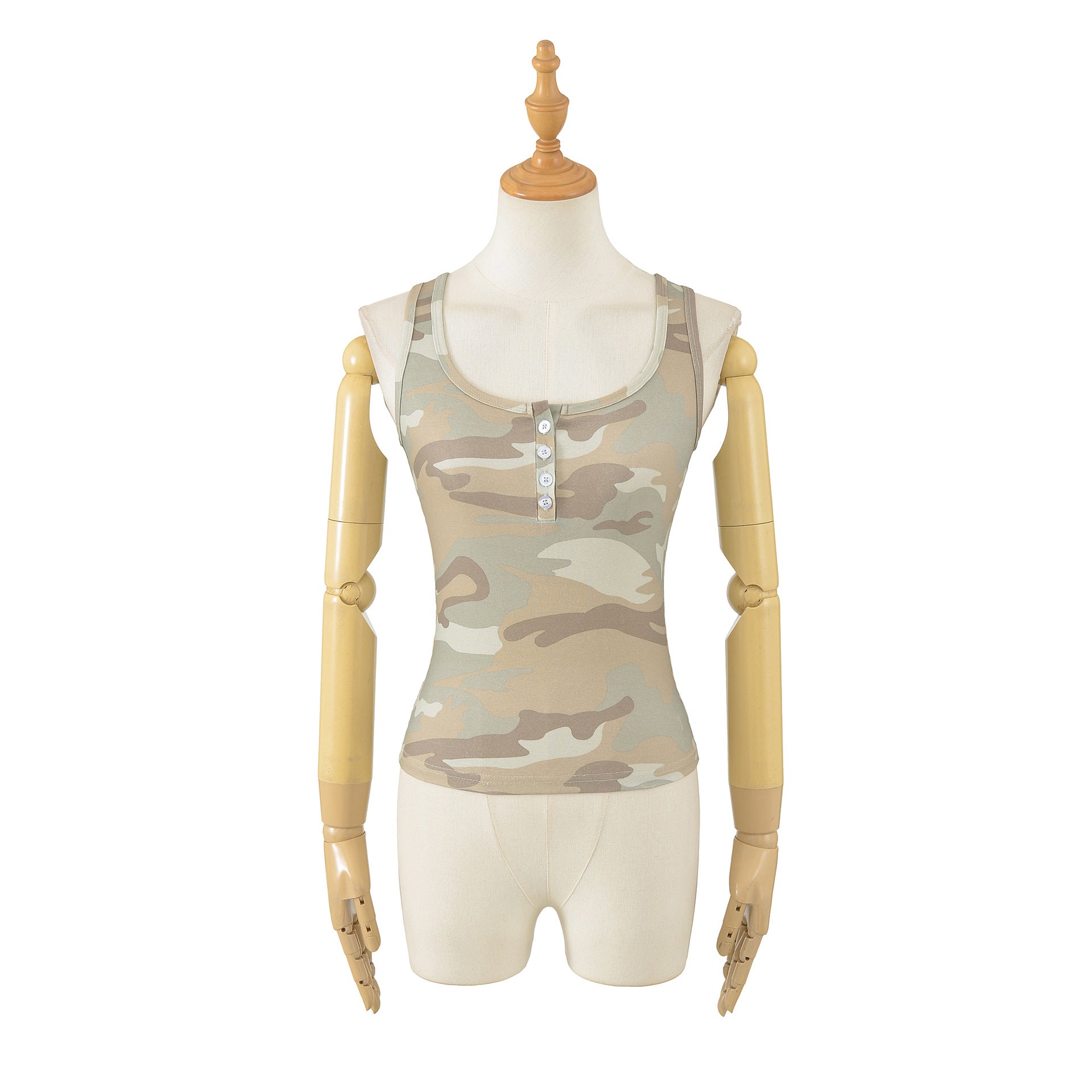 Camouflage slim fit button sleeveless vest for women | MuddyStock Originals eprolo