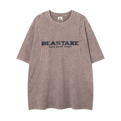 Men's short sleeved T-shirt retro washed pure cotton | MuddyStock Originals Khaki MuddyStock