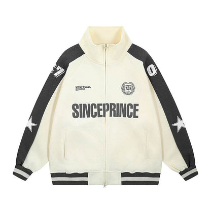 Printed stand up collar zipper jacket for men and women | MuddyStock Originals Apricot MuddyStock