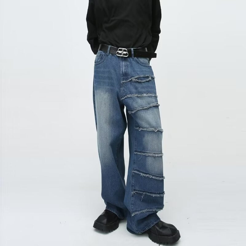 Retro style patchwork jeans for men | MuddyStock Originals blue MuddyStock