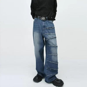 Retro style patchwork jeans for men | MuddyStock Originals blue