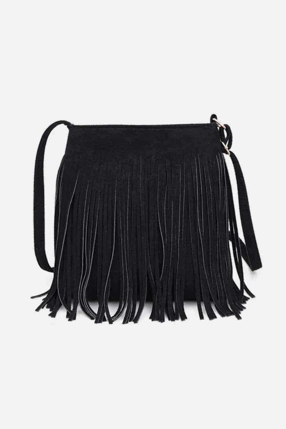 Suede Fringe Shoulder Bag Black One Size