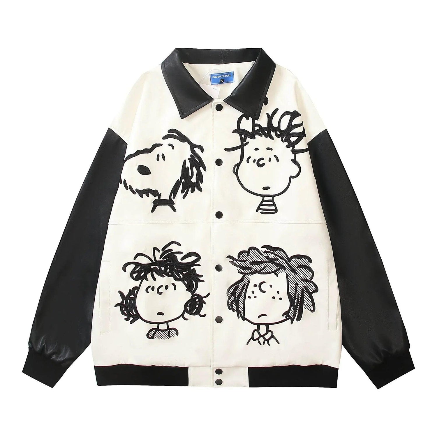 Black and White Cartoon Embroidery Jacket For Men And Women | MuddyStock Originals