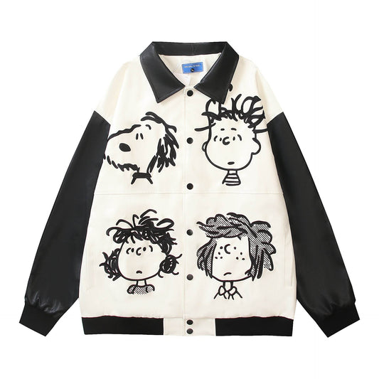 Black and White Cartoon Embroidery Jacket For Men And Women | MuddyStock Originals MuddyStock