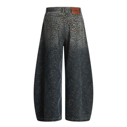 Retro Leopard Print Knife-Edge Jeans For Men | MuddyStock Originals