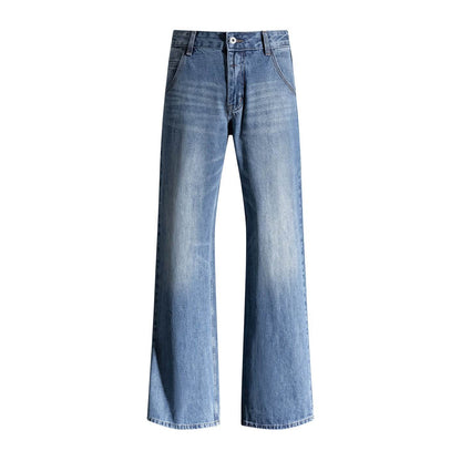 Women's Washed Low Waist Wide Leg Jeans Loose Slim Floor-Length Pants Blue # Extended Length eprolo
