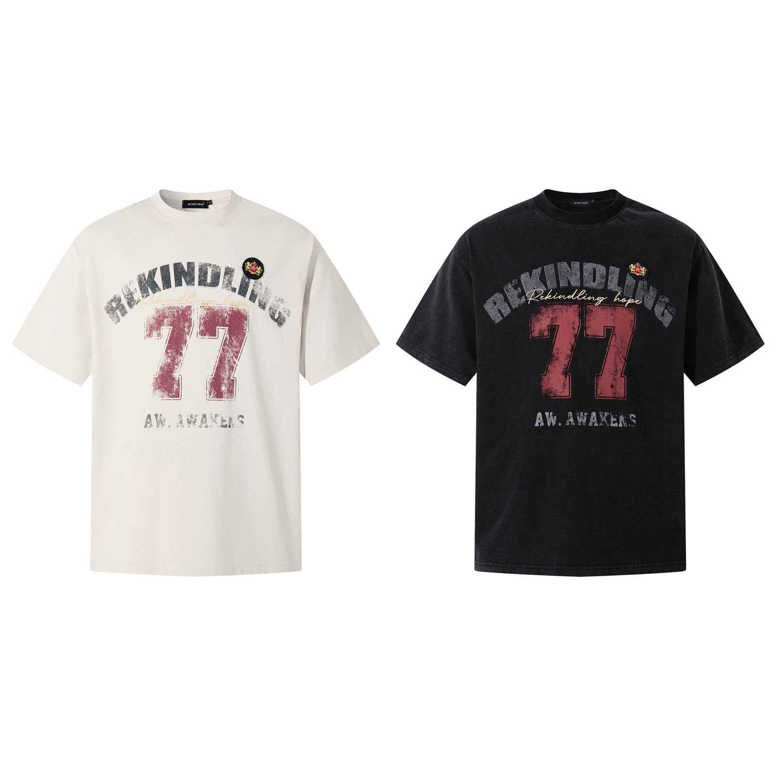 Washed Hem Design Letter Print Short Sleeve T-Shirt For Men | MuddyStock Originals MuddyStock