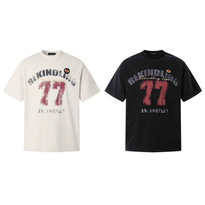 Washed Hem Design Letter Print Short Sleeve T-Shirt For Men | MuddyStock Originals MuddyStock