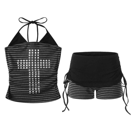 Drawstring Shorts + Top Set For Women | MuddyStock Originals Black
