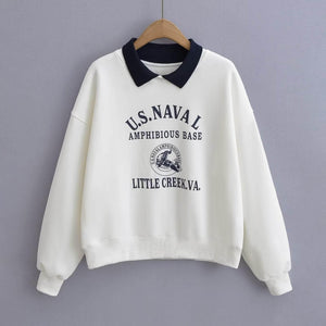 Letter printed sweatshirt for women | MuddyStock Originals White One Size
