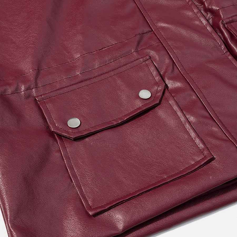 Long sleeved zipper PU short leather jacket for women | MuddyStock Originals MuddyStock