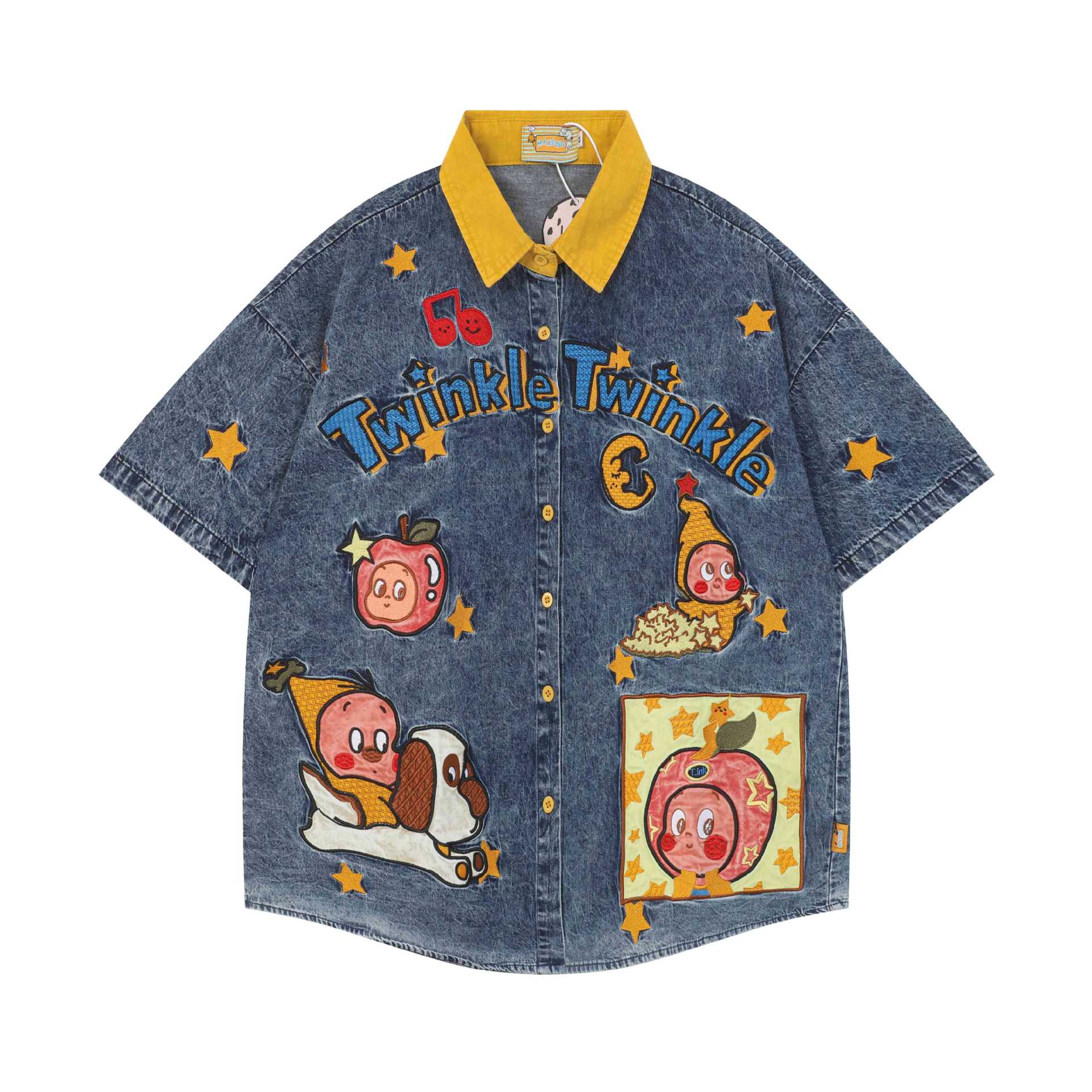 Star cartoon short sleeved shirt for women | MuddyStock Originals Navy Blue