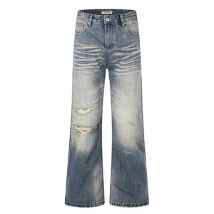 Whitewashed ripped denim pants for women | MuddyStock Originals Washed Blue