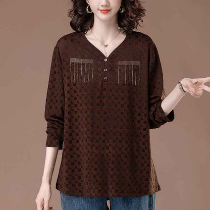 V-neck long sleeved T-shirt for women