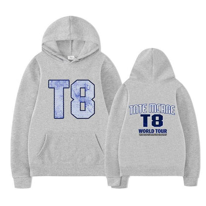 Tate McRae Fleece Hoodie For Men And Women Light Gray Black Text MuddyStock