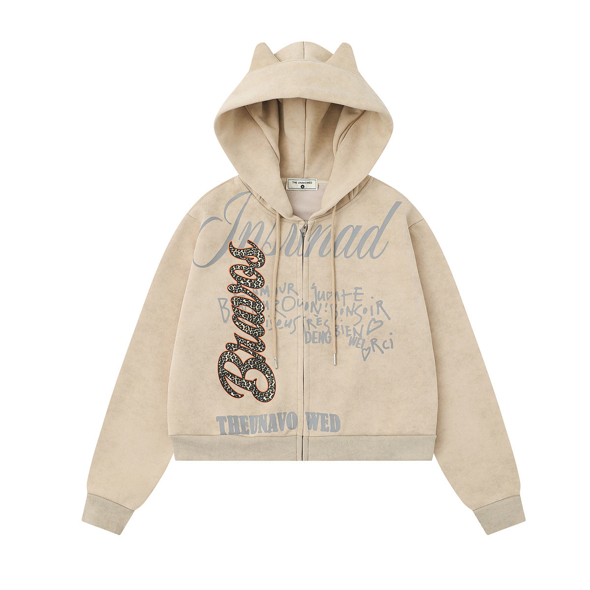 Leopard patch zipper hoodie for women | MuddyStock Originals MuddyStock