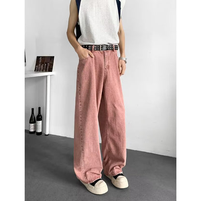 Pink wide leg straight leg jeans for men | MuddyStock Originals MuddyStock