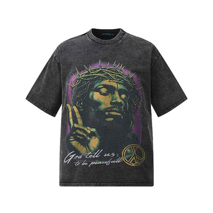 Mock character avatar printed short sleeved shirt