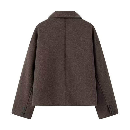 Collar long sleeved woolen coat for women | MuddyStock Originals MuddyStock